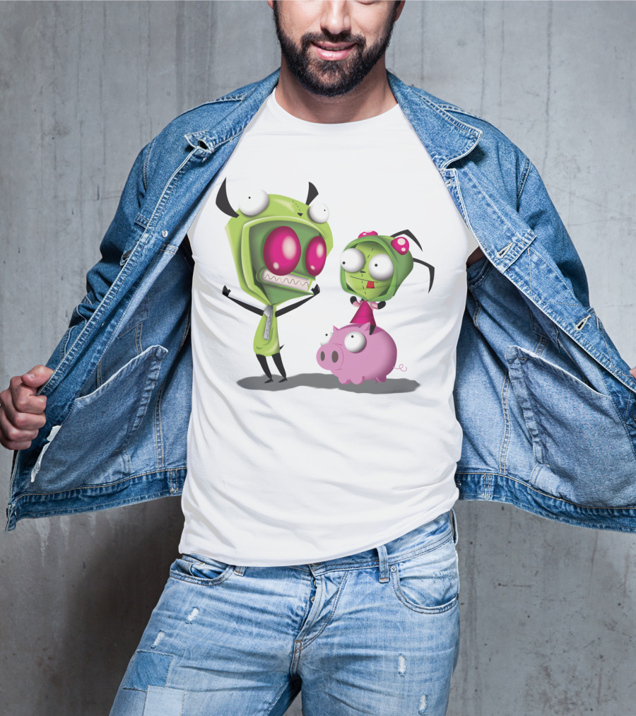 Cosplay Invader Zim Gir Halloween Characters On Pig T-Shirt
