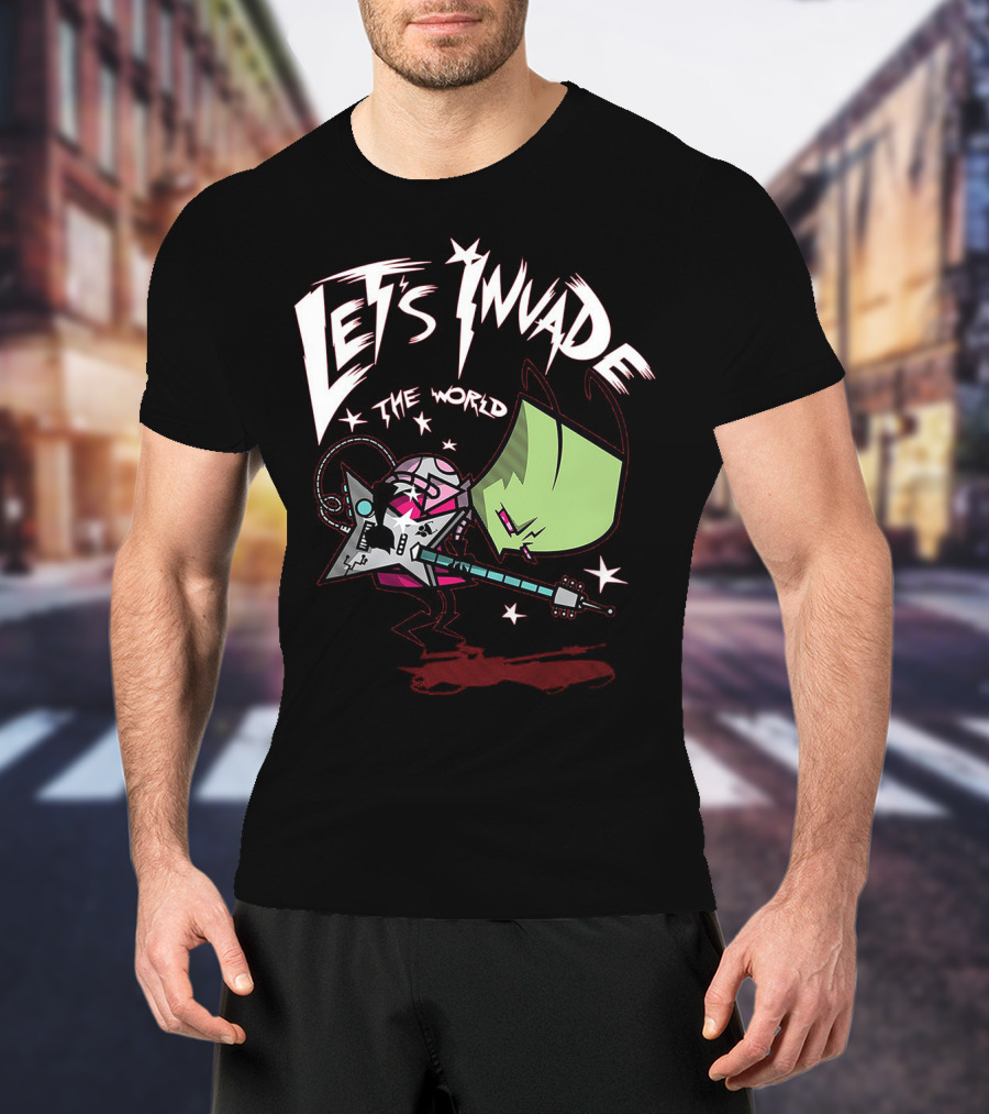 Let's Invade The World Rock Star Guitarist Gir Invader Zim T-Shirt