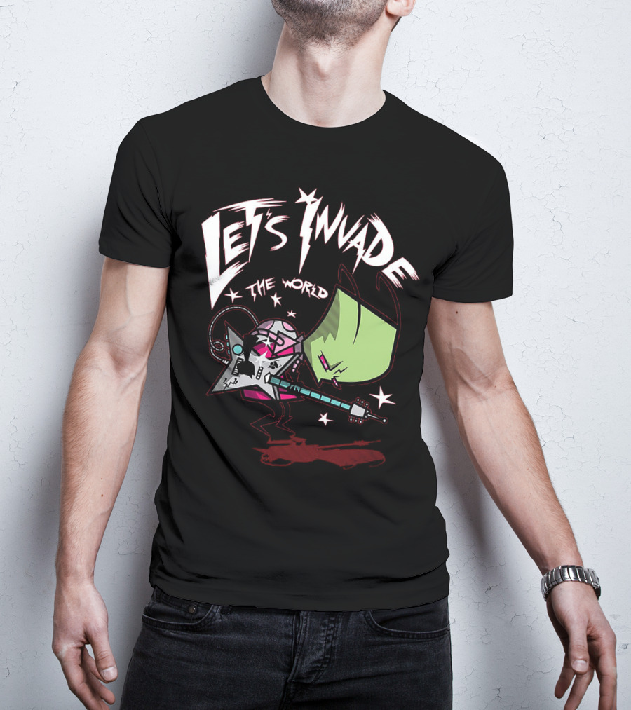 Let's Invade The World Rock Star Guitarist Gir Invader Zim T-Shirt