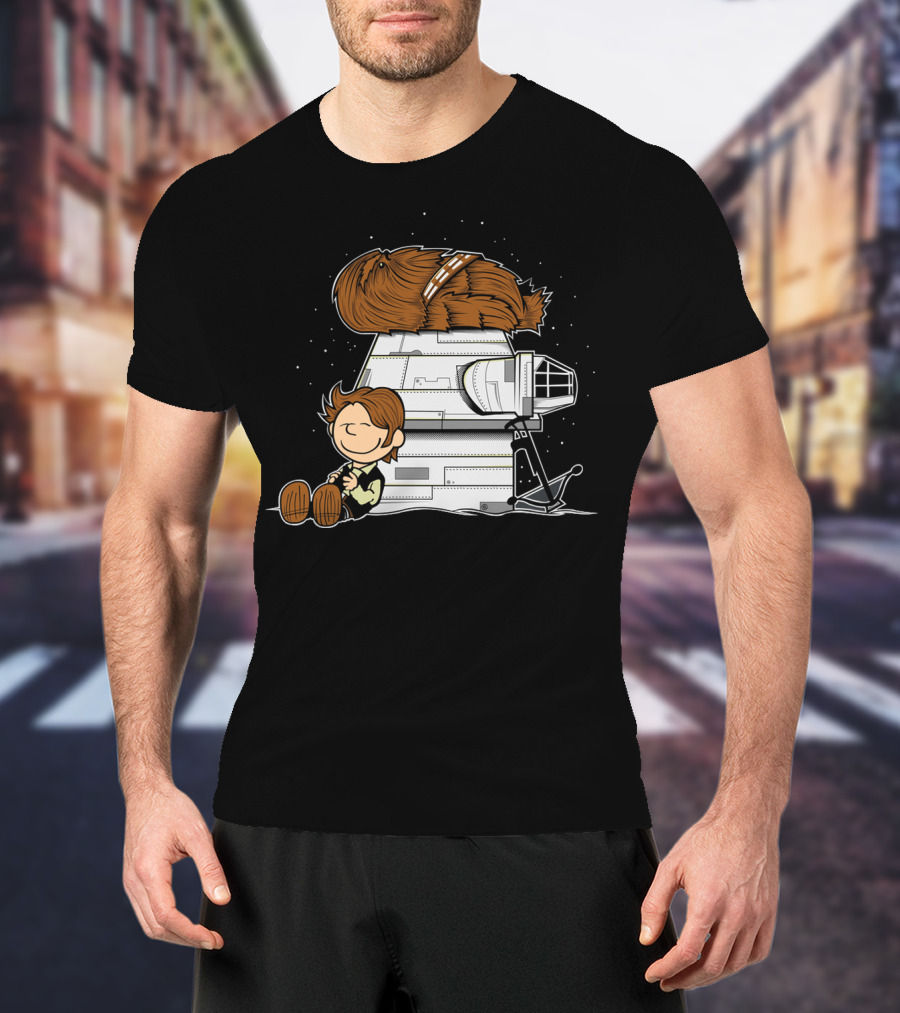 Peanuts Chewbacca Star Wars Snoopy Millennium Falcon T-Shirt