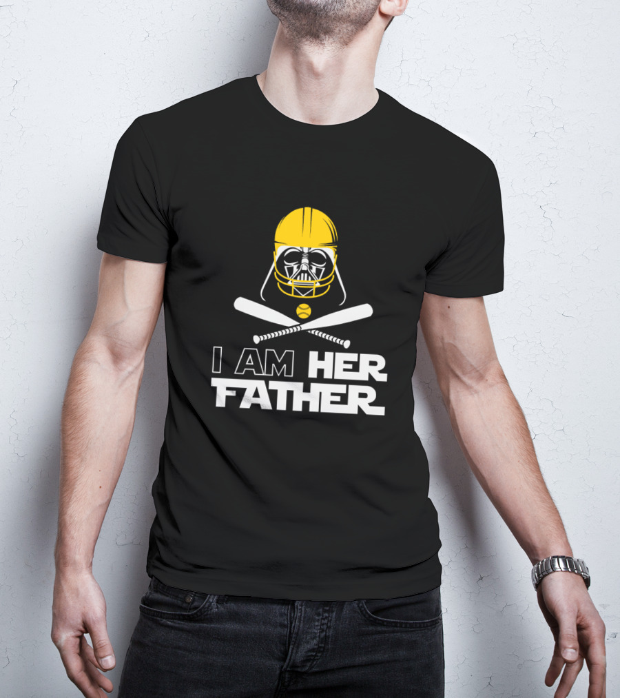 I Am Her Father Darth Vader Baseball Helmet Crossed Bats T-Shirt