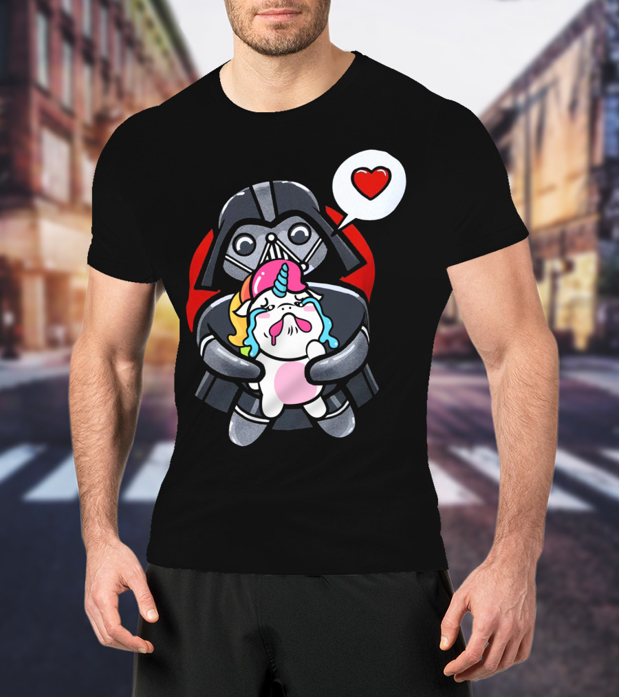 Hug Crying Unicorn Darth Vader Heart Speech Bubble Star Wars T-Shirt