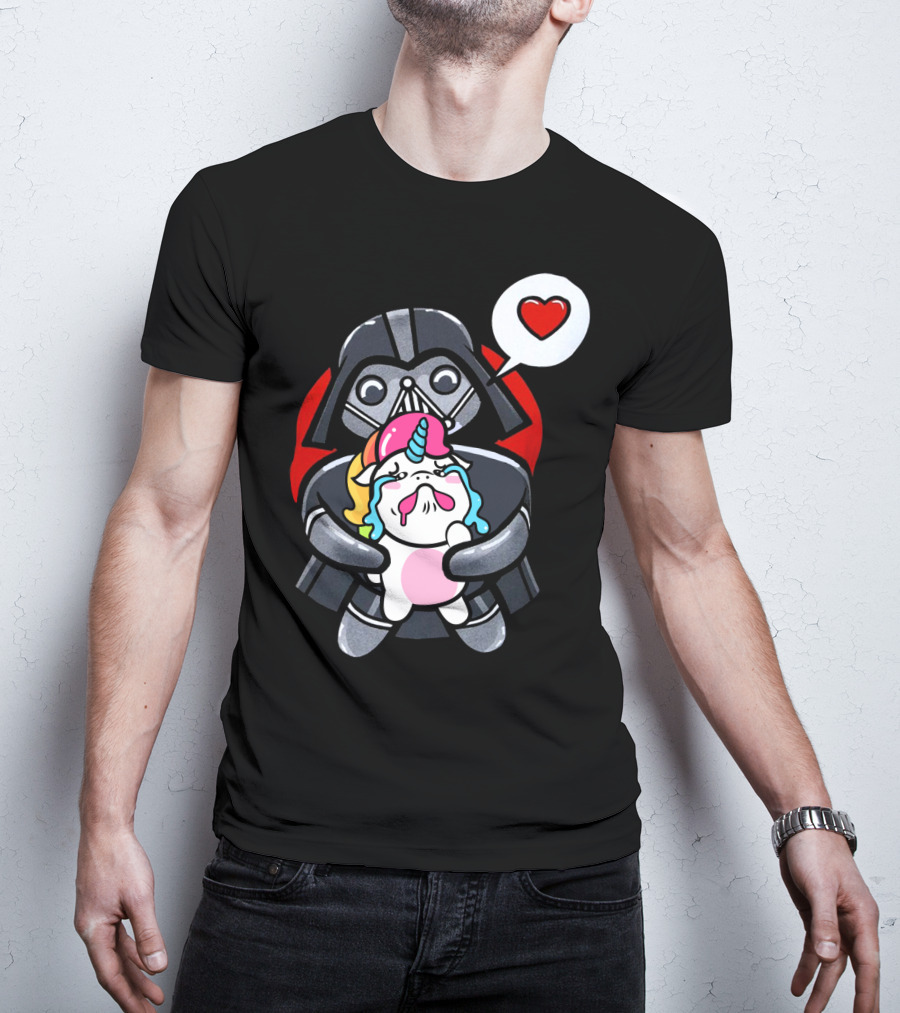 Hug Crying Unicorn Darth Vader Heart Speech Bubble Star Wars T-Shirt