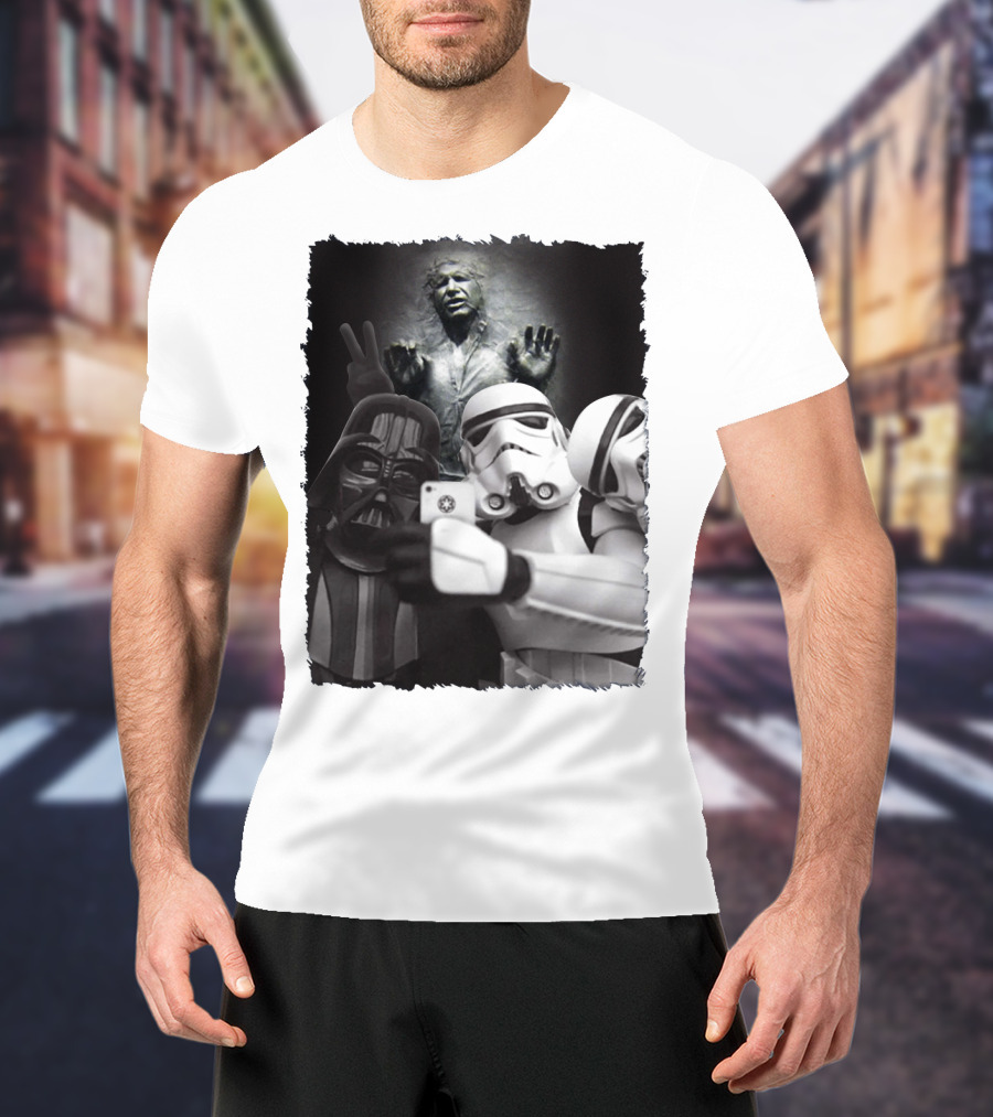 Selfie Together Darth Vader Stormtroopers Han Solo Frozen Star Wars T-Shirt