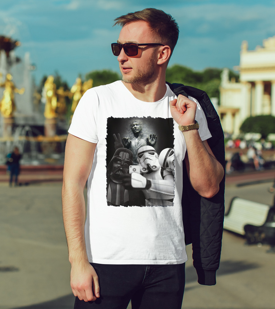 Selfie Together Darth Vader Stormtroopers Han Solo Frozen Star Wars T-Shirt