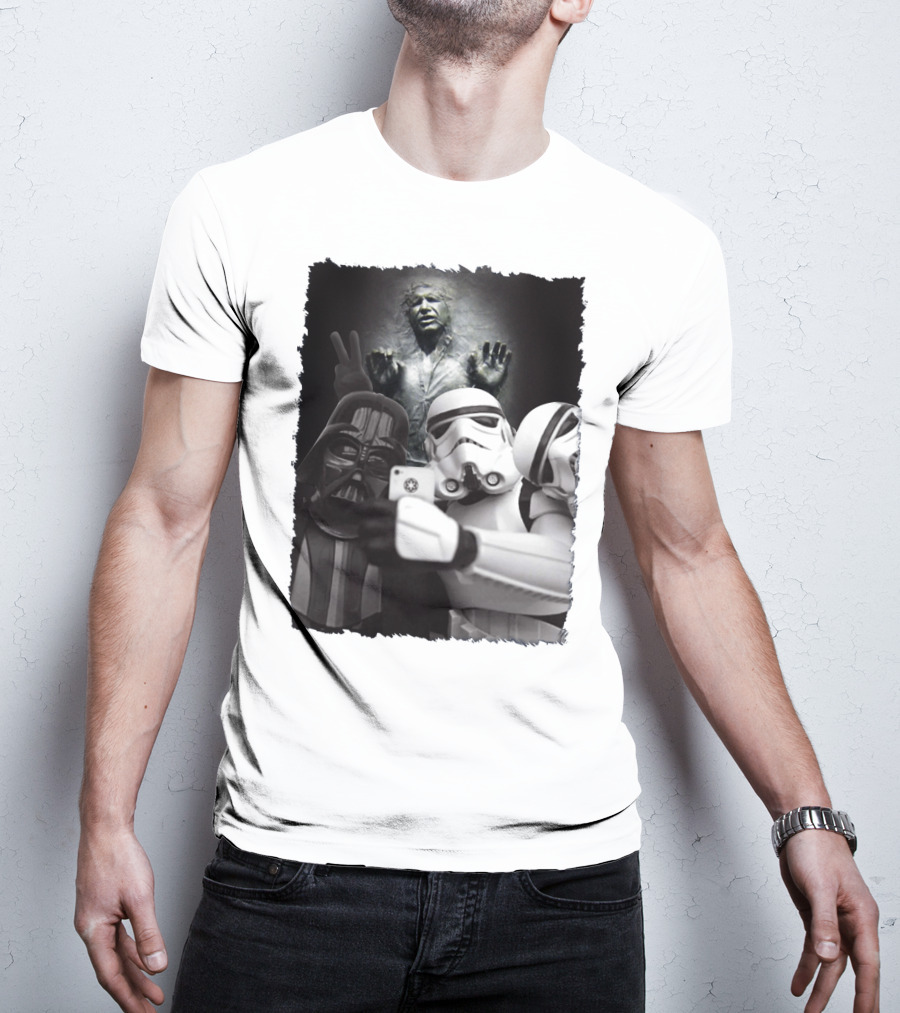 Selfie Together Darth Vader Stormtroopers Han Solo Frozen Star Wars T-Shirt