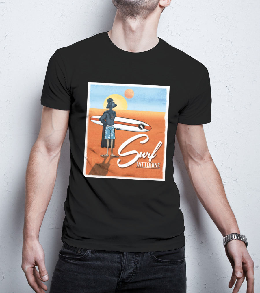 Surf Tatooine Darth Vader Star Wars Surfing Scene T-Shirt