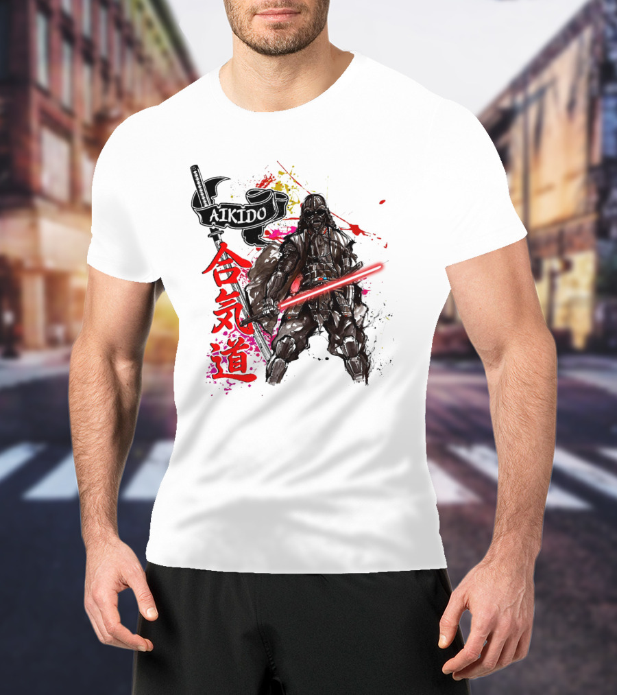 Aikido Samurai Darth Vader Star Wars Lightsaber Fusion T-Shirt