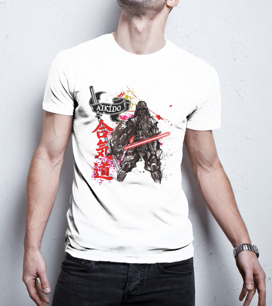 Aikido Samurai Darth Vader Star Wars Lightsaber Fusion T-Shirt