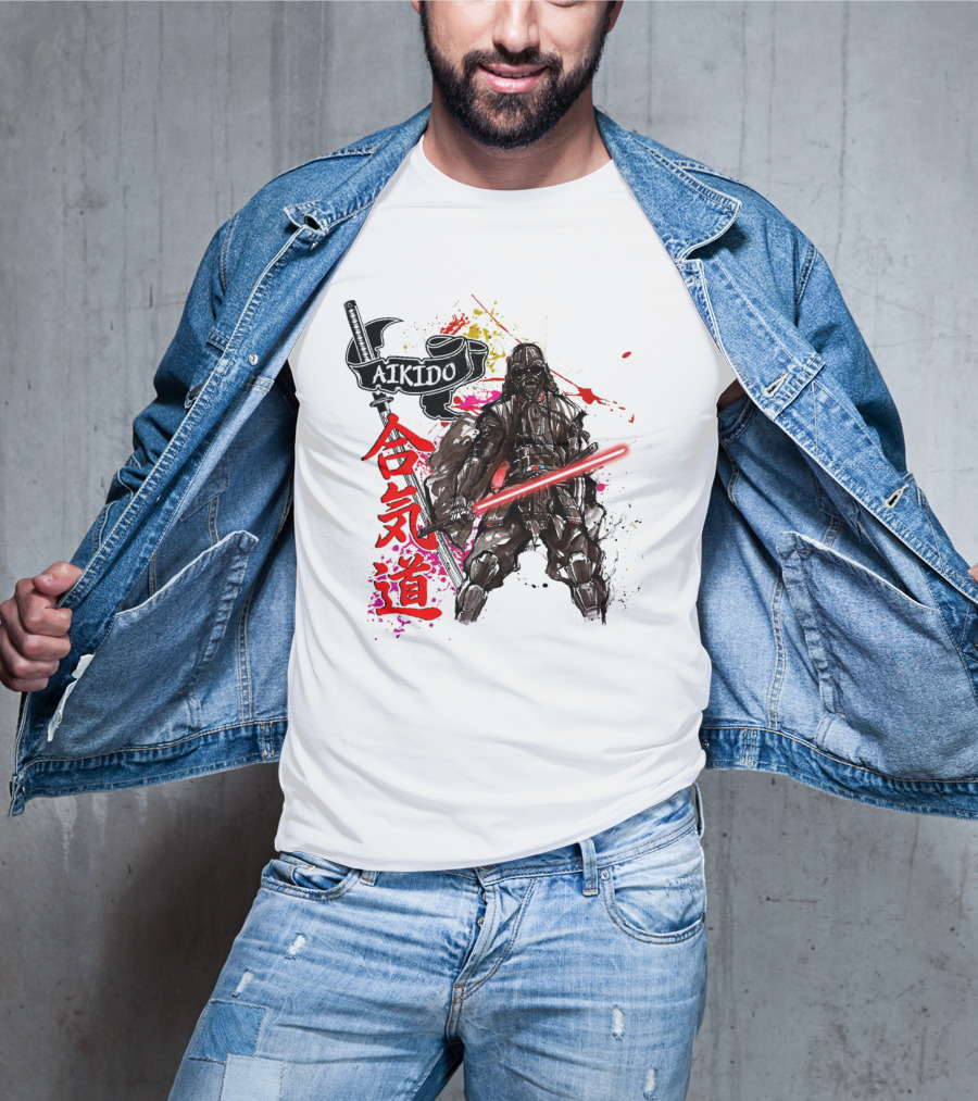 Aikido Samurai Darth Vader Star Wars Lightsaber Fusion T-Shirt