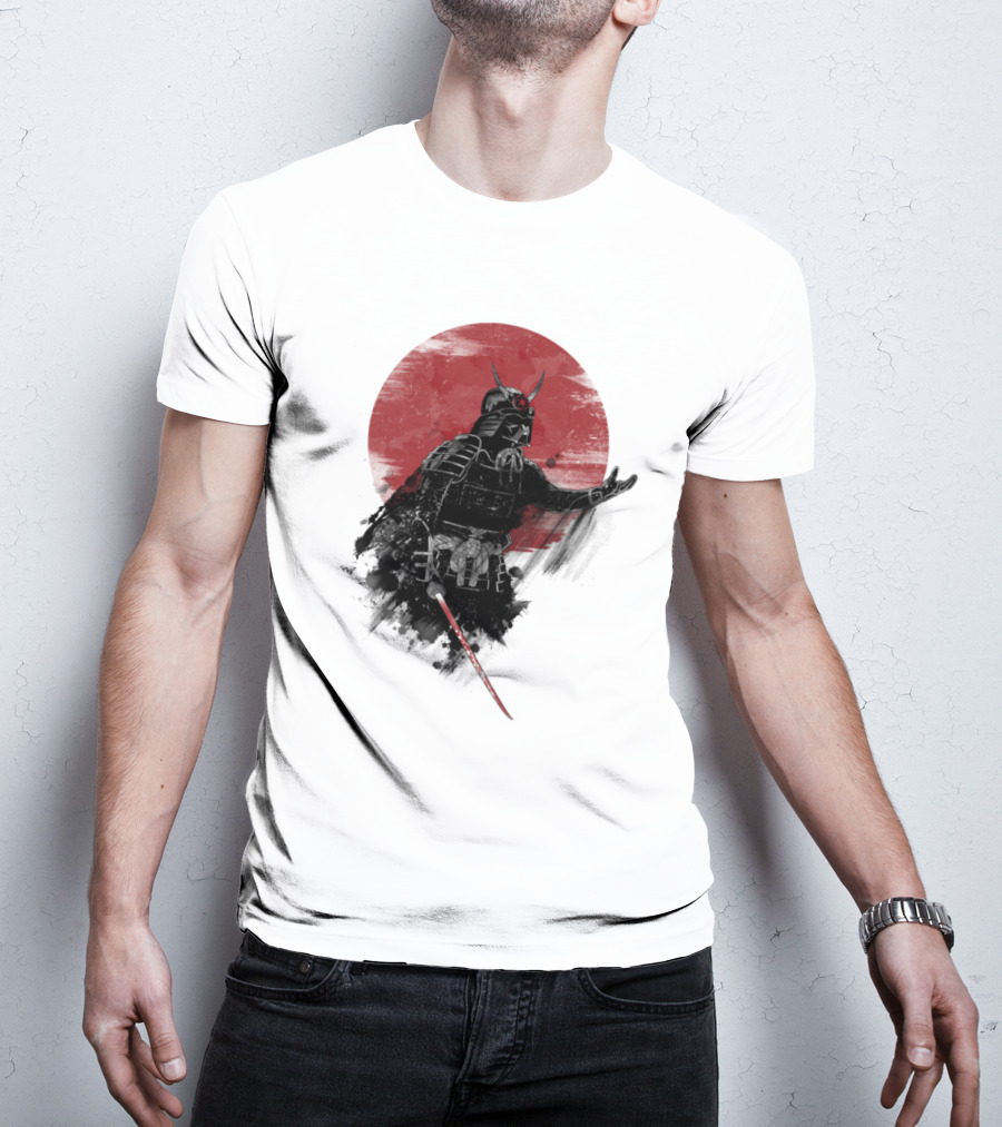 Come To Samurai Side Darth Vader Star Wars Red Sun Dark Armor Samurai Helmet With Lightsaber T-Shirt
