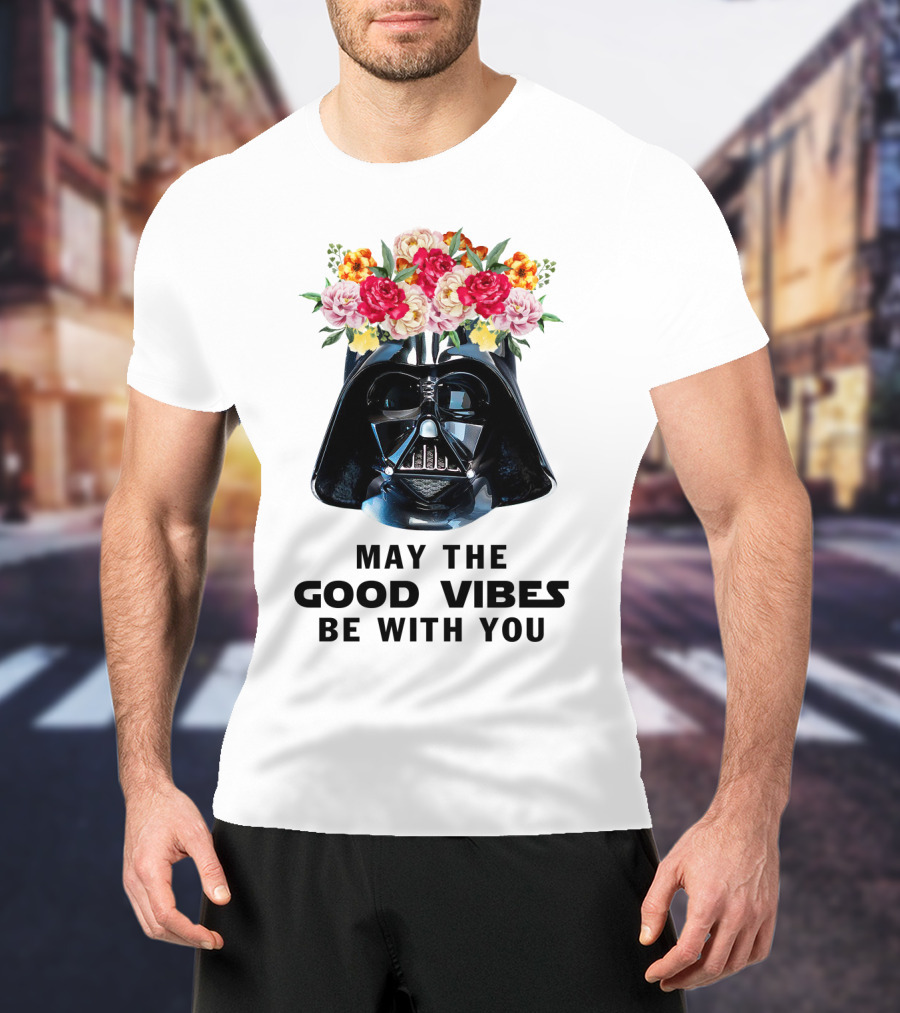 Star Wars Darth Vader May The Good Vibes Be With You Floral Helmet T-Shirt