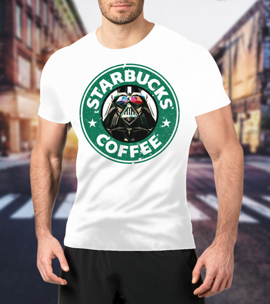 Starbucks Coffee Darth Vader Star Wars Logo Mashup T-Shirt