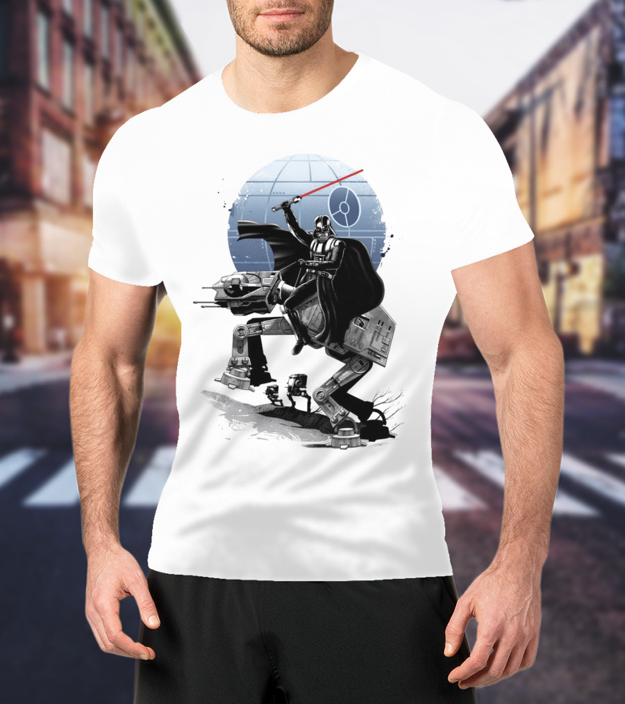 To The War Sumie Japanese Style Darth Vader On AT-AT Star Wars Death Star Background T-Shirt