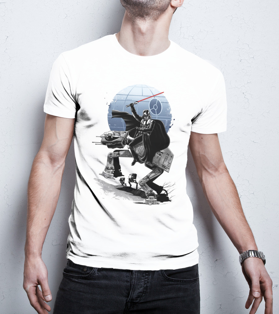 To The War Sumie Japanese Style Darth Vader On AT-AT Star Wars Death Star Background T-Shirt