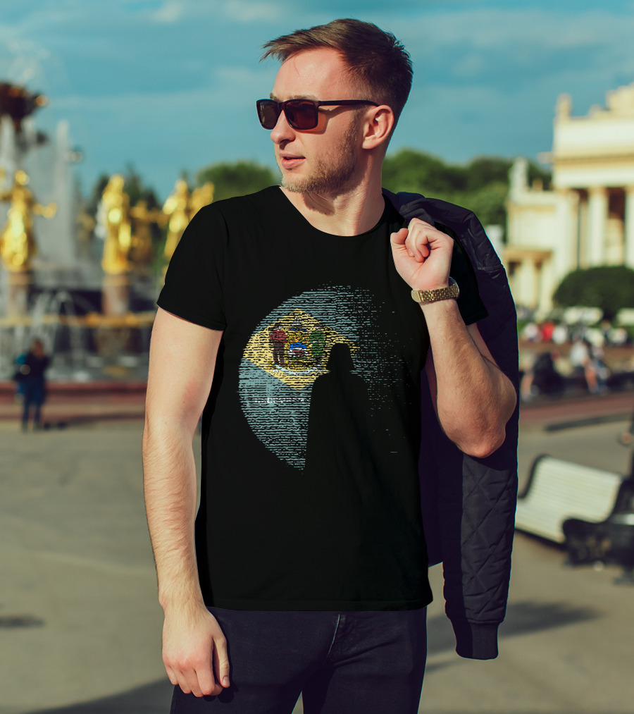 Vader Silhouette Over Delaware State Flag T-Shirt