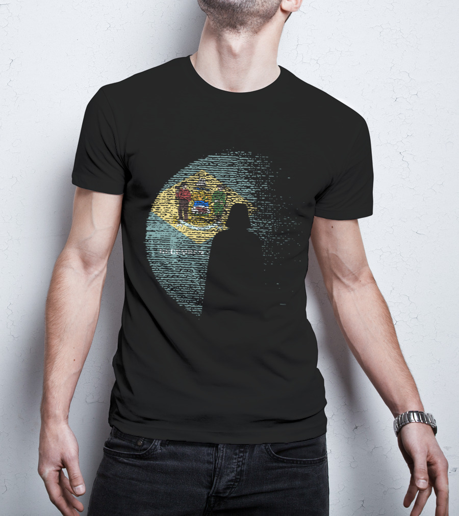 Vader Silhouette Over Delaware State Flag T-Shirt