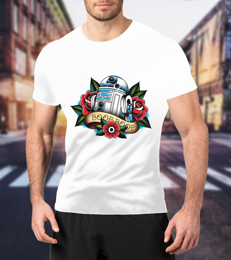 Boop Boop Floral R2 D2 Star Wars Roses Droids T-Shirt