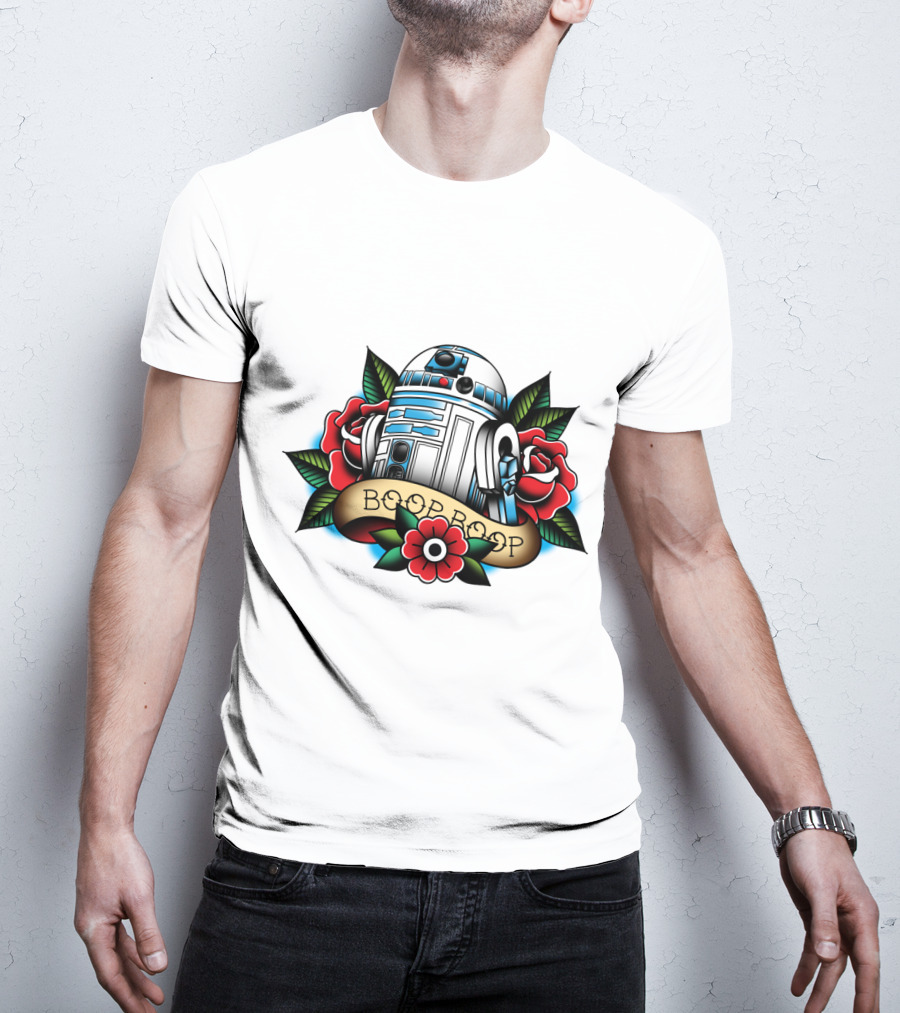 Boop Boop Floral R2 D2 Star Wars Roses Droids T-Shirt