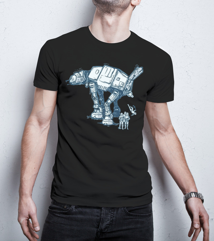 Funny AT AT Star Wars Droids With Stormtroopers And Imperial Walker T-Shirt