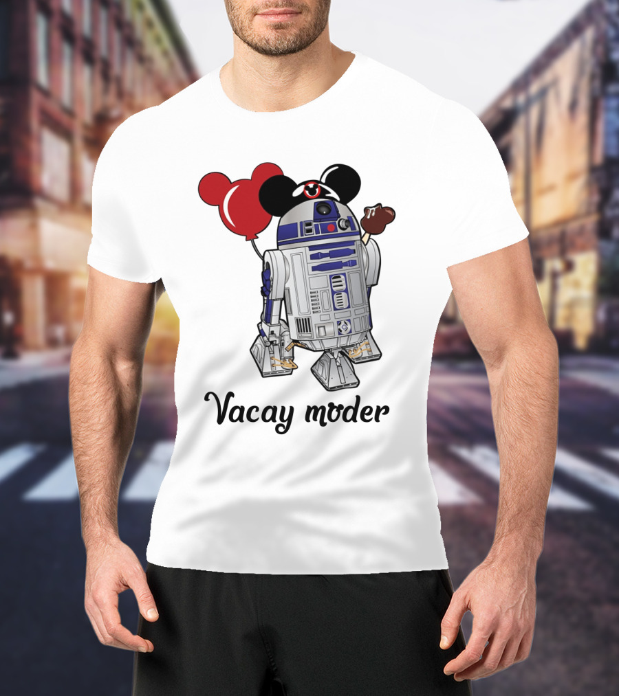 Vacay Mode R2 D2 Droids Star Wars Mickey Balloon Ice Cream T-Shirt