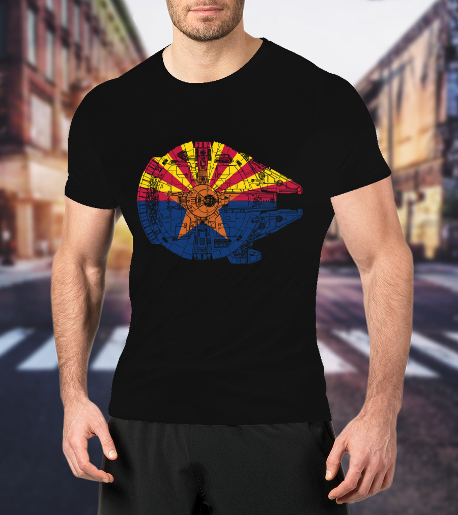 Arizona Flag Meets The Millennium Falcon Spaceship Fusion T-Shirt