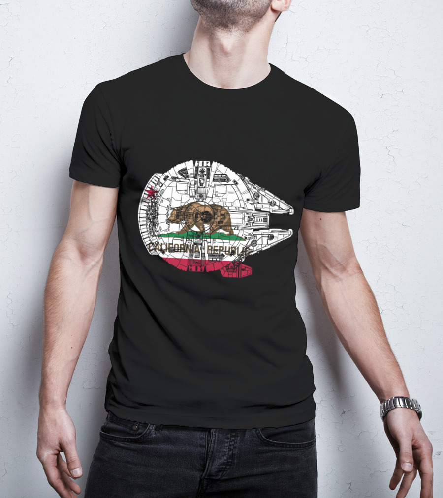 California Republic Bear And The Millennium Falcon Overlap T-Shirt