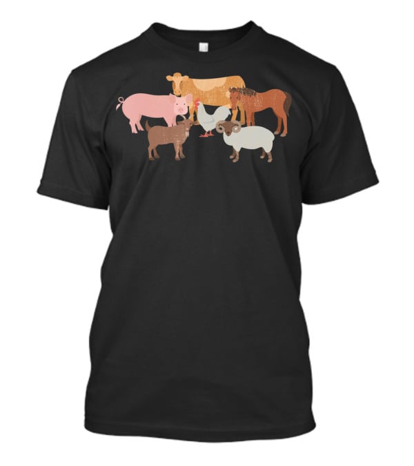 Cute Farm Animals Cow Pig Chicken Horse Sheep Goat T-Shirt