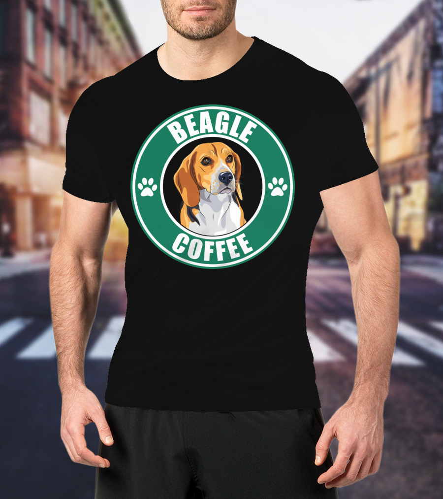 Beagle Coffee Paws Green Circle Beagle T-Shirt