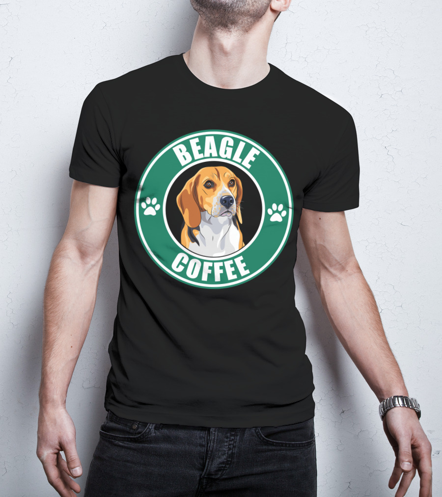Beagle Coffee Paws Green Circle Beagle T-Shirt