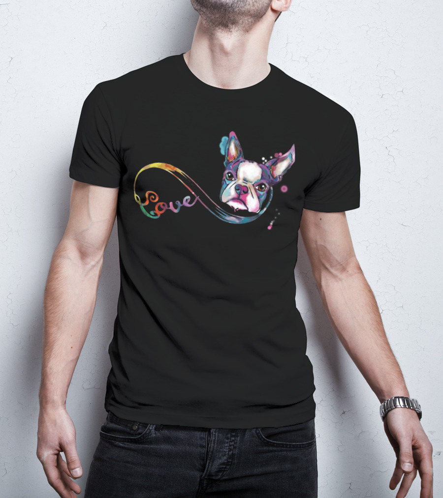 Love Boston Terrier Rainbow T-Shirt