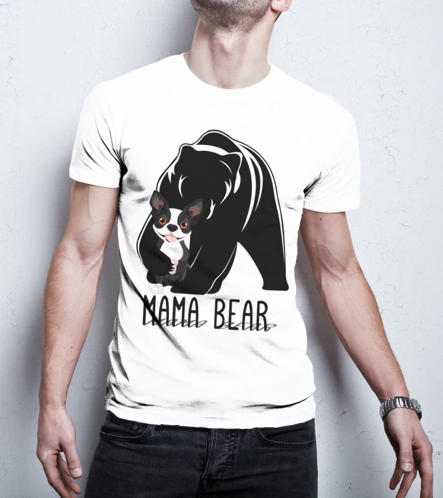 Mama Bear With Cute Dog Companion T-Shirt