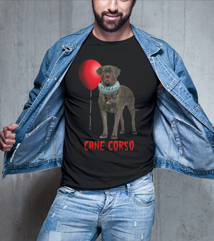 Cane Corso Horror Red Balloon Clown Costume T-Shirt