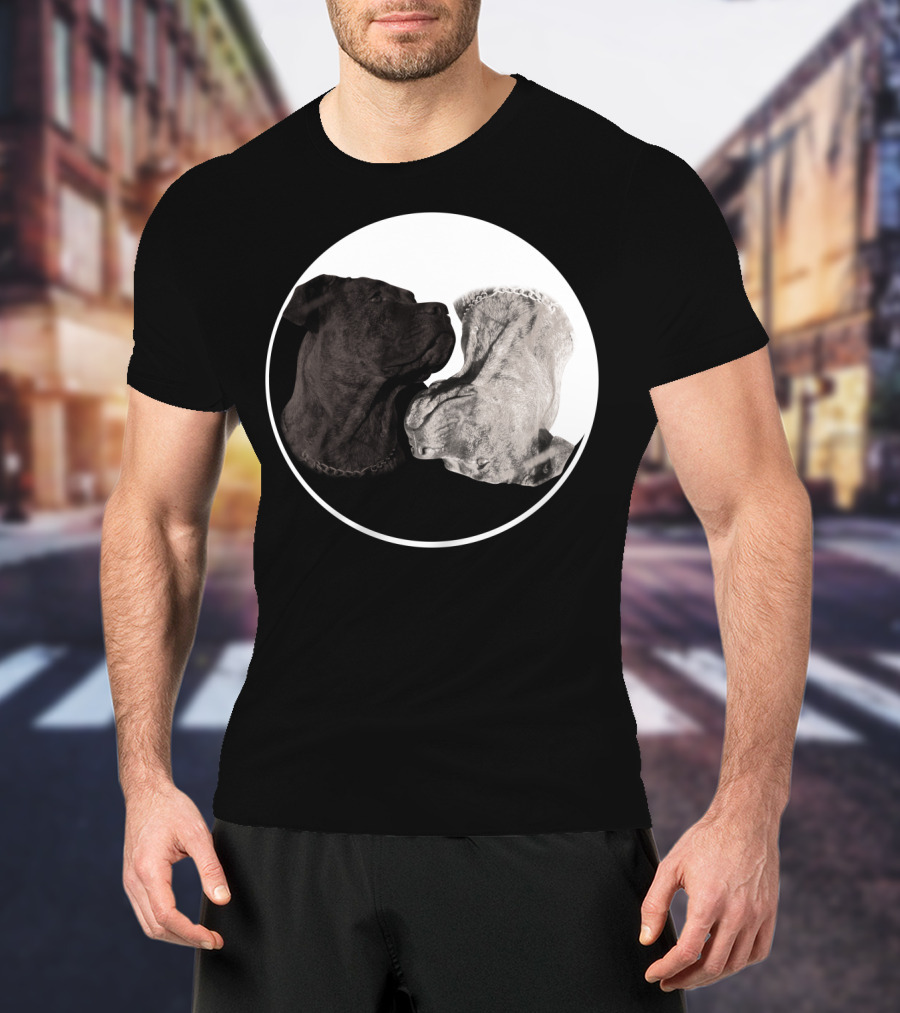 Cane Corso Yin Yang Circle With Black And White Dog Heads T-Shirt