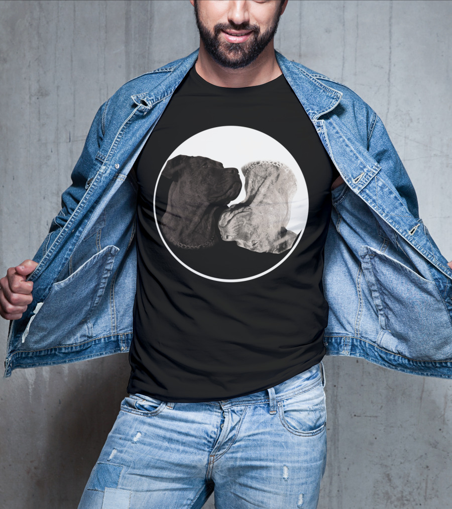 Cane Corso Yin Yang Circle With Black And White Dog Heads T-Shirt