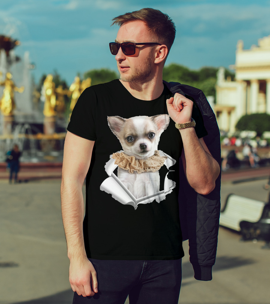 Chihuahua 3D Peek Out Frill Collar T-Shirt