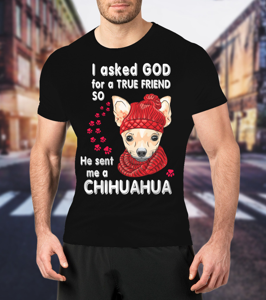 I Asked God For A True Friend So He Sent Me A Chihuahua T-Shirt