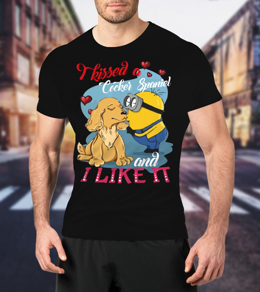Kissed A Cocker Spaniel And I Like It Cute Minion With Hearts T-Shirt