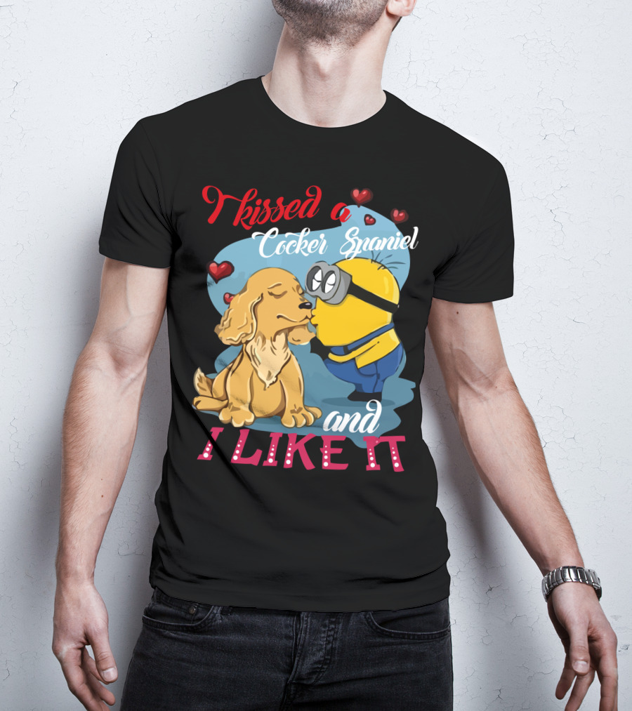 Kissed A Cocker Spaniel And I Like It Cute Minion With Hearts T-Shirt