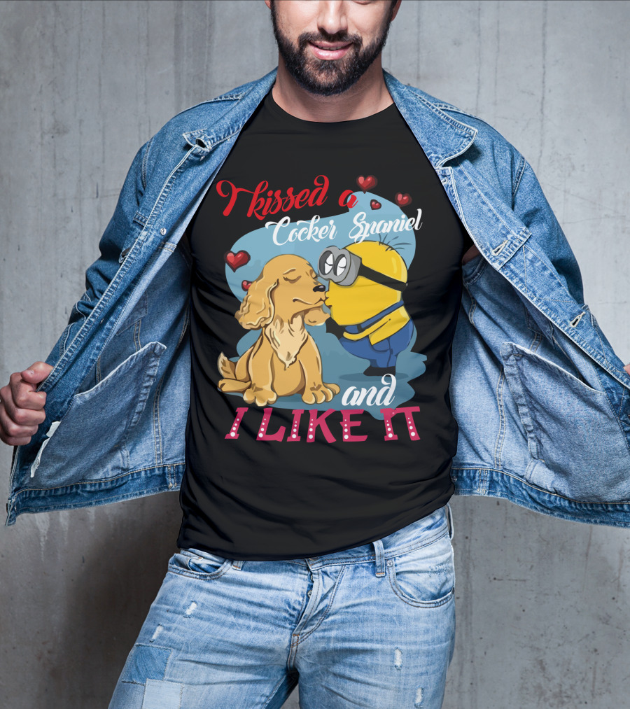 Kissed A Cocker Spaniel And I Like It Cute Minion With Hearts T-Shirt