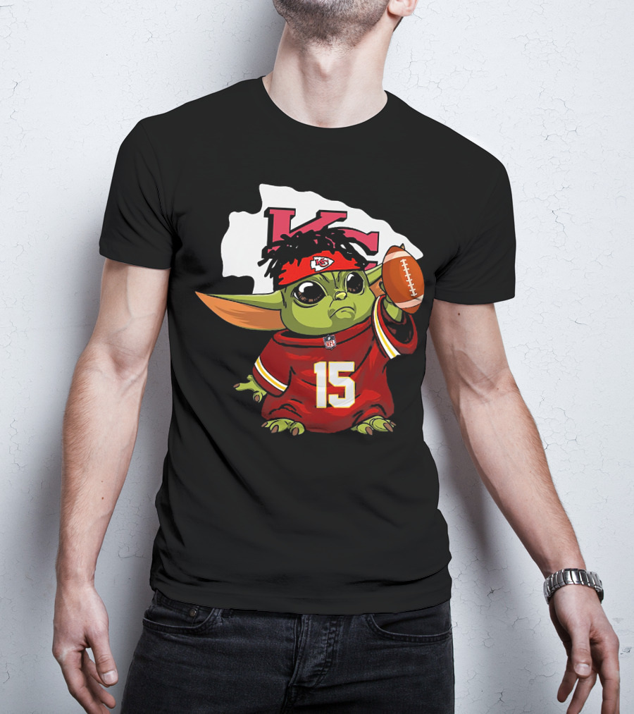 Baby Yoda Kansas City Chiefs Football Player Jersey 15 T-Shirt