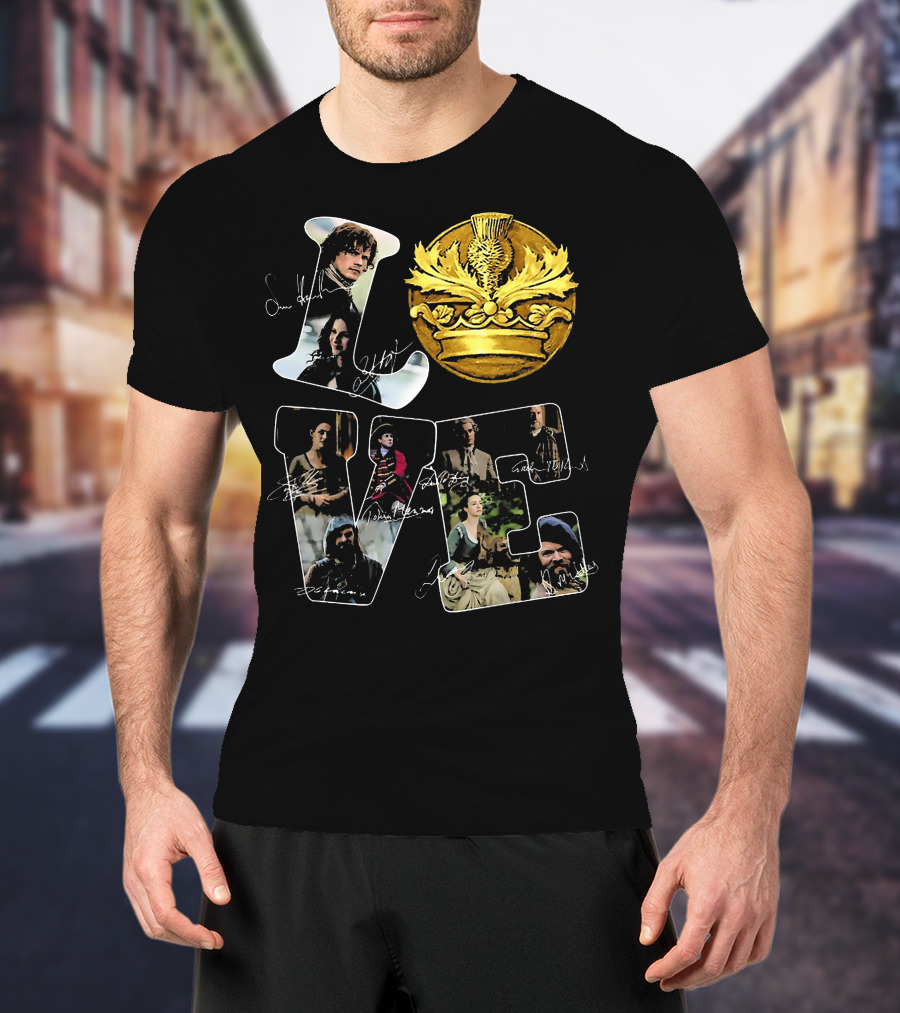 Love Outlander Crown Signature Cast Autographs T-Shirt