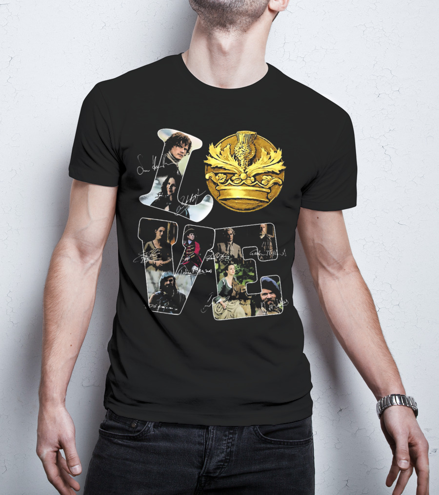Love Outlander Crown Signature Cast Autographs T-Shirt