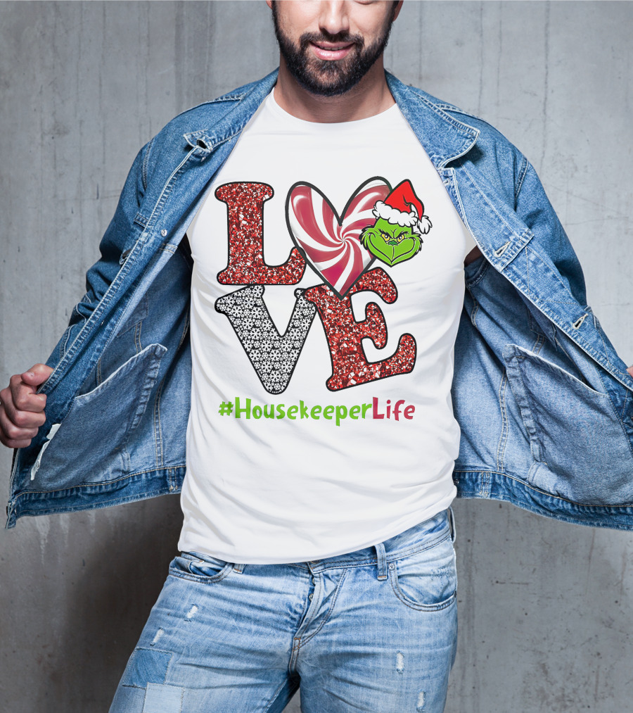LOVE Grinch Heart #HousekeeperLife T-Shirt