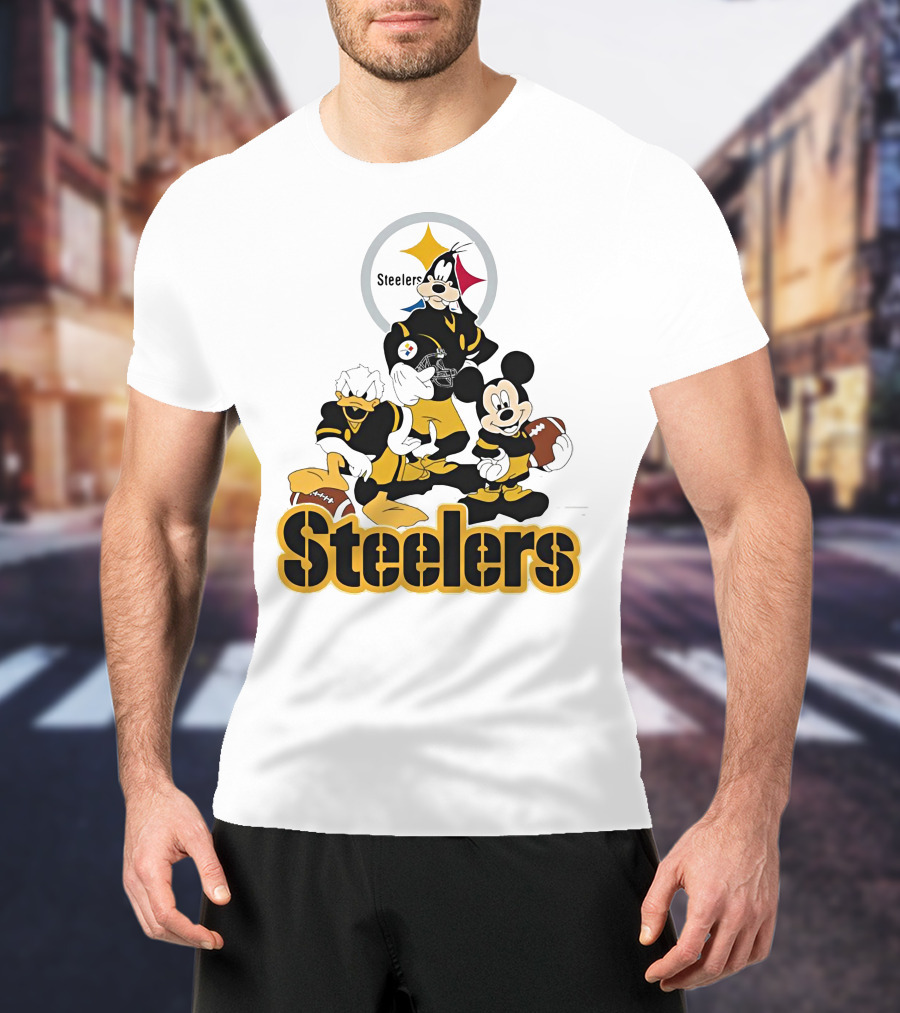 Mickey Donald Goofy Pittsburgh Steelers Football Characters T-Shirt