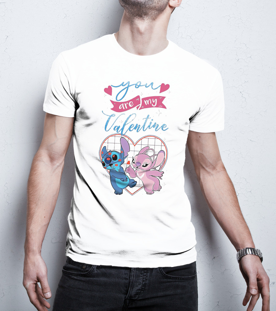 Stitch And Angel You Are My Valentine Heart T-Shirt