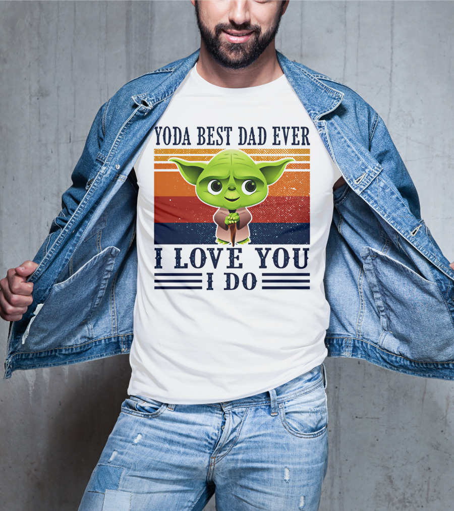 Yoda Best Dad Ever I Love You I Do Retro Stripes T-Shirt