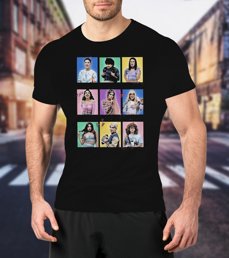 Bvh Varsity Colorful Iconic Characters Collage T-Shirt