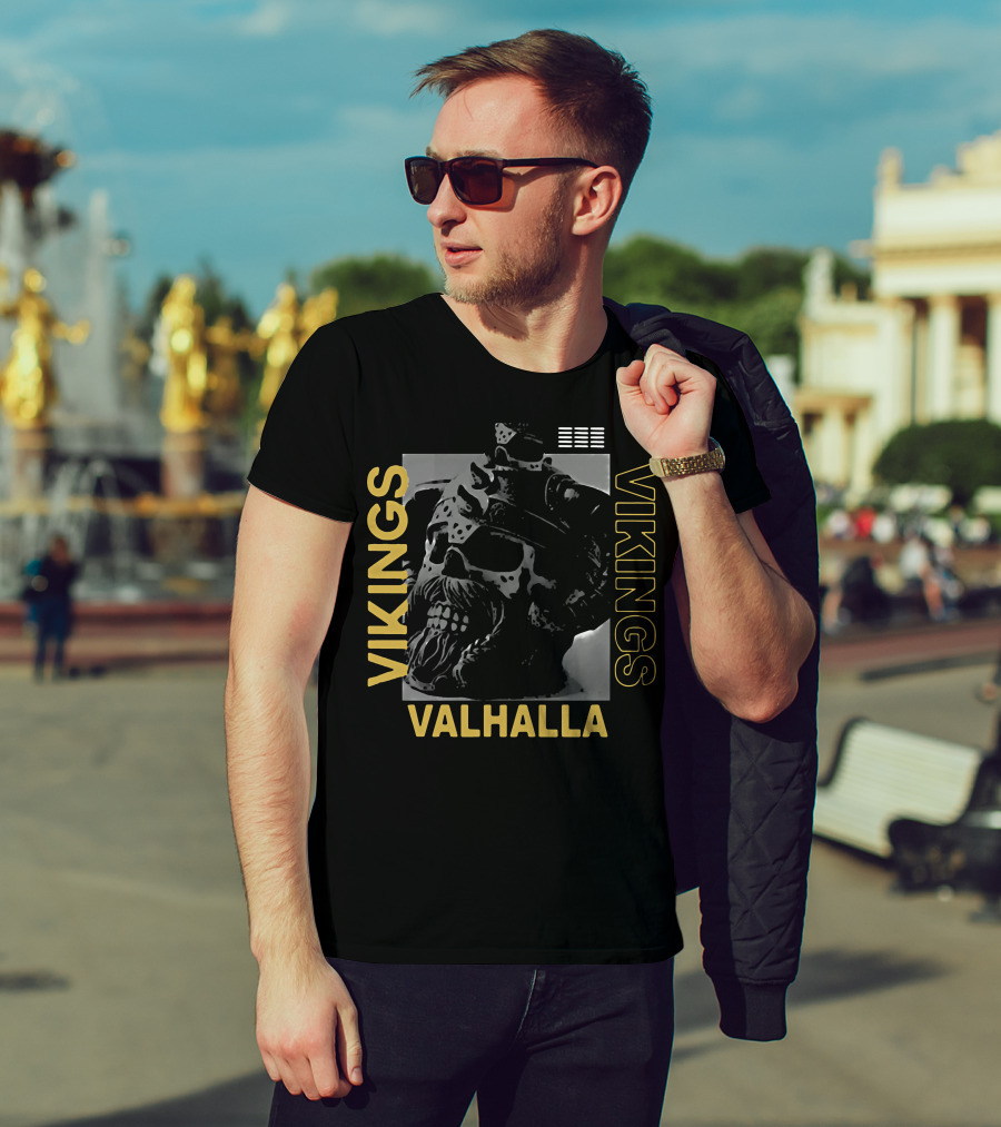Vikings Skull Valhalla T-Shirt
