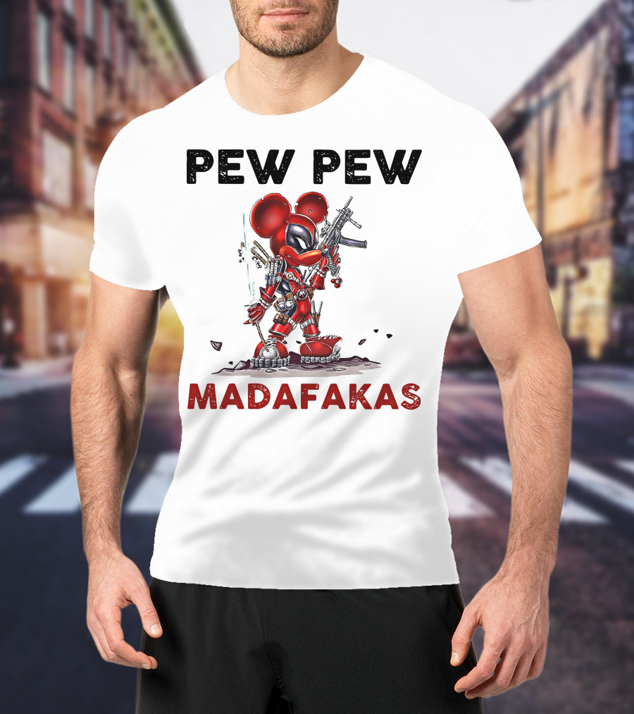 Pew Pew Madafakas Mickey Deadpool Mashup T-Shirt